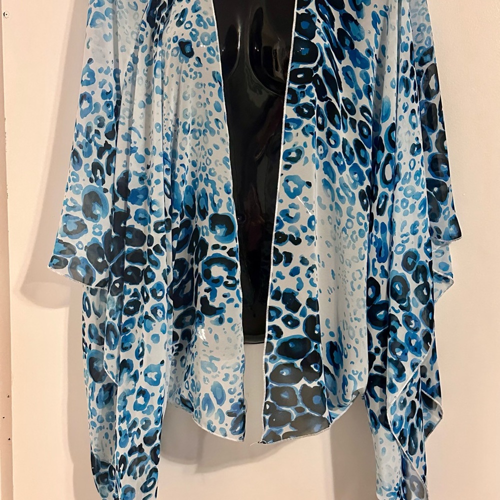 Blue Leopard Print Kimono